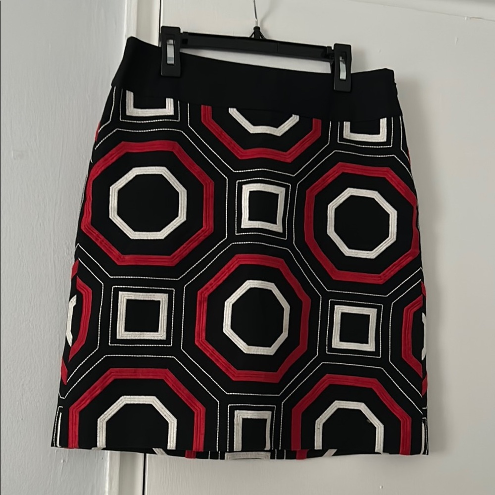 Ann Taylor Black and White A-Line Mini Skirt for Work